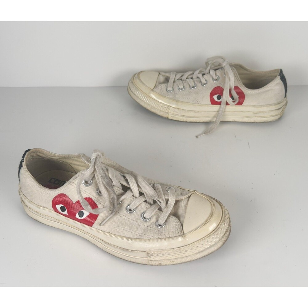 Converse Comme Des Garcons Play White Canvas 70s 5 Mens 7 Womens
